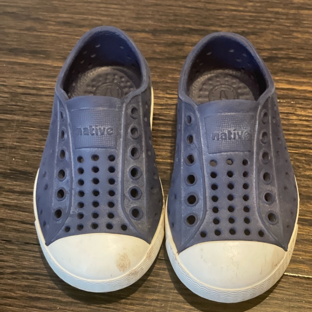 Native Boys Navy Blue and White Water Shoes